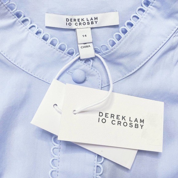 Derek Lam 10 Crosby NWT Zoe Pale Blue Button Down Shirt 14 - Picture 6 of 7